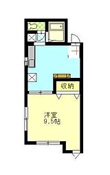 ピュアコート 1DKの間取図画像