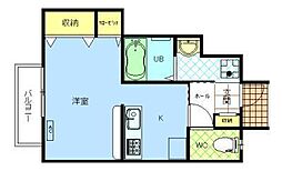 スターブル・東通 ワンルームの間取図画像