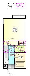 アリックハウスM'sクラブ 1Kの間取図画像