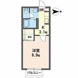 メゾンU 1Kの間取図画像