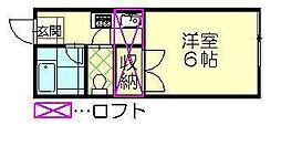 サンヴィレッジ八橋C 1Kの間取図画像