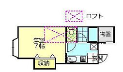 アーバンパレス新田 1Kの間取図画像