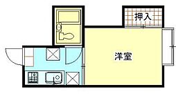 リバーサイド川元B 1Kの間取図画像