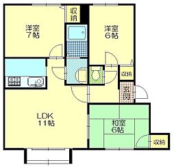 プレカトラン御休町A 3LDKの間取図画像