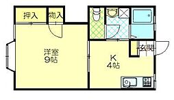 ラ・セーヌ石塚 1DKの間取図画像