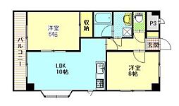 カルディア山王 2LDKの間取図画像