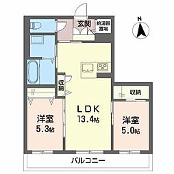 メゾンマスト川もと 2LDKの間取図画像