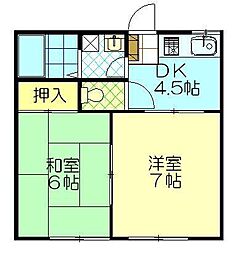 フレグランス秋桜 2Kの間取図画像