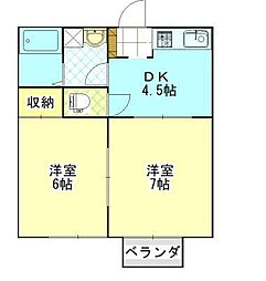 フレグランス秋桜 2DKの間取図画像
