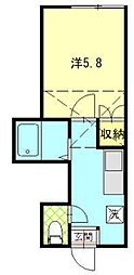 カーサフェリス 1Kの間取図画像