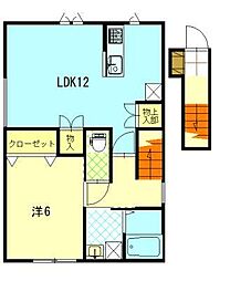 merveille haru 1LDKの間取図画像