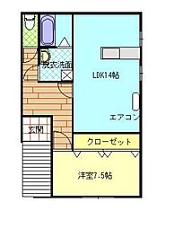 ベルメゾン 1LDKの間取図画像