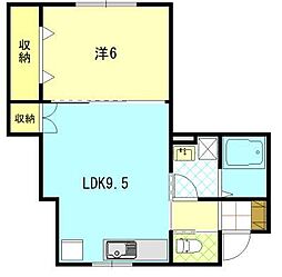 (仮)将軍野南五丁目新築アパートA棟 1LDKの間取図画像