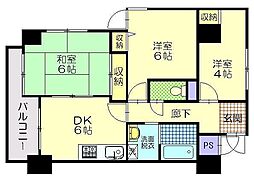 トーカンマンション中通 3DKの間取図画像