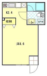 コーポラス手形 ワンルームの間取図画像