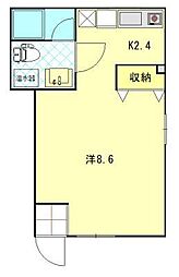 コーポラス手形 ワンルームの間取図画像