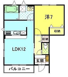 プルミエールCA棟 1LDKの間取図画像