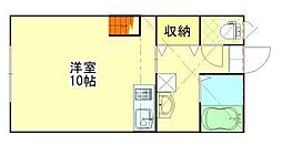 ライフキャップ南通A棟 ワンルームの間取図画像