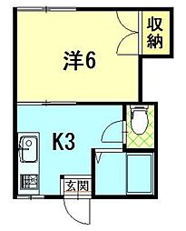 TOWNYコスモ 1Kの間取図画像