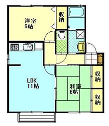 ラ・プリマヴェーラ 2LDKの間取図画像