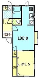 コーポシャインA 1LDKの間取図画像