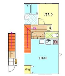 ラ・カシェット 1LDKの間取図画像