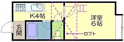 リバーフロント川元C 1Kの間取図画像