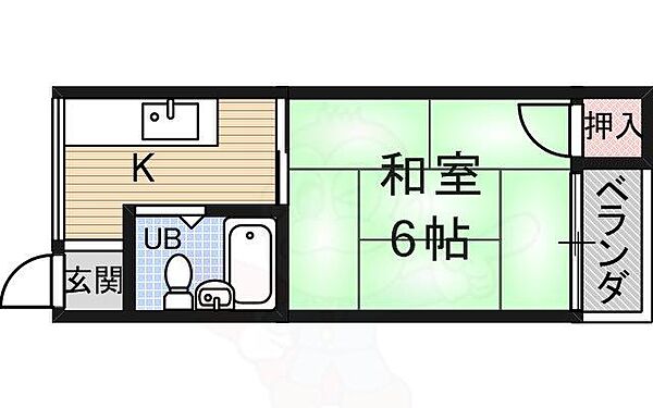 田中第一ビル 405｜大阪府茨木市大住町(賃貸マンション1K・4階・18.10㎡)の写真 その2