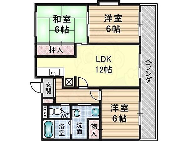 コンプリーション5 205｜大阪府茨木市桑田町(賃貸マンション3LDK・2階・65.73㎡)の写真 その2