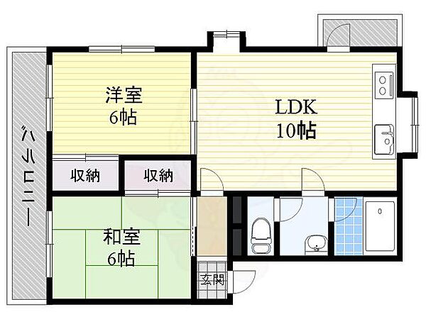 ハイツルーモア 201｜大阪府茨木市郡４丁目(賃貸マンション2LDK・2階・50.00㎡)の写真 その2