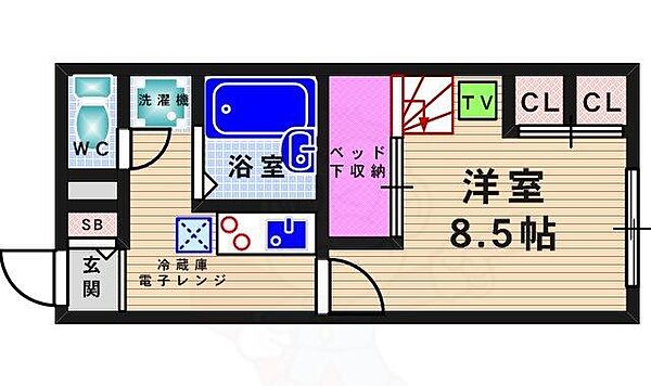 レオパレスグランシャリオ 207｜大阪府茨木市学園南町(賃貸アパート1K・2階・22.70㎡)の写真 その2