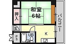 オカゼン茨木ビル 1Kの間取図画像