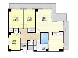 ロイヤル南茨木 6階3LDKの間取り