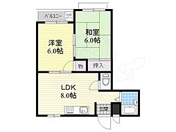 リバーライフ三島 3階2LDKの間取り