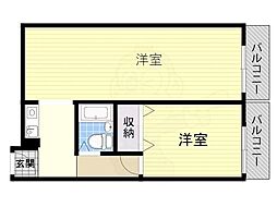 ネオコーポ都　西棟　東棟 2階2Kの間取り