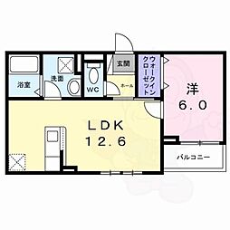 ミルト 3階1LDKの間取り