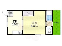 サニーハウス 2DKの間取図画像