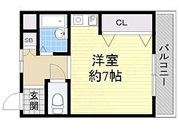 アンフィニィ・橋の内3 ワンルームの間取図画像