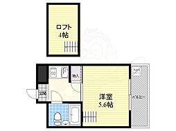 プリシア千里丘 1Kの間取図画像