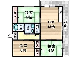 サンパーク・シャトー 3LDKの間取図画像