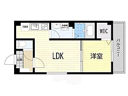 シナジー茨木 1LDKの間取図画像