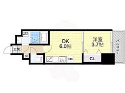 Sレジデンス千里丘 1DKの間取図画像