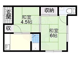 西川コーポ3 2Kの間取図画像