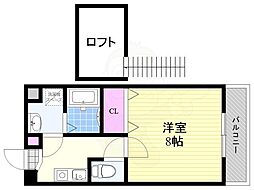 シャンテドミールAWAJI 6階1Kの間取り