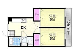 柳マンション 2DKの間取図画像
