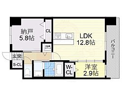 スプランディッドライズ新大阪ノース 1SLDKの間取図画像