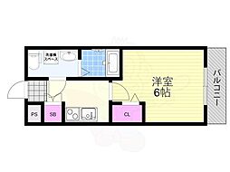 グランドロアール上新庄 3階1Kの間取り