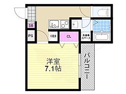 大阪市東淀川区柴島2丁目マンション 1Kの間取図画像