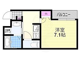 阪急千里線 柴島駅 徒歩4分の賃貸アパート 1階1Kの間取り