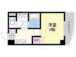 オーシャン東中島 2階1Kの間取り